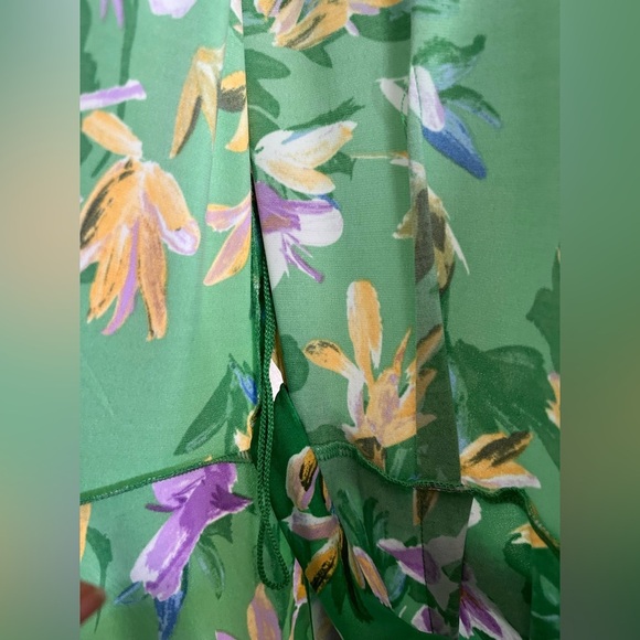 Maggy London Floral Tie Waist Midi Dress V-Neck Cap Sleeve NWT Size 8 - Picture 13 of 14